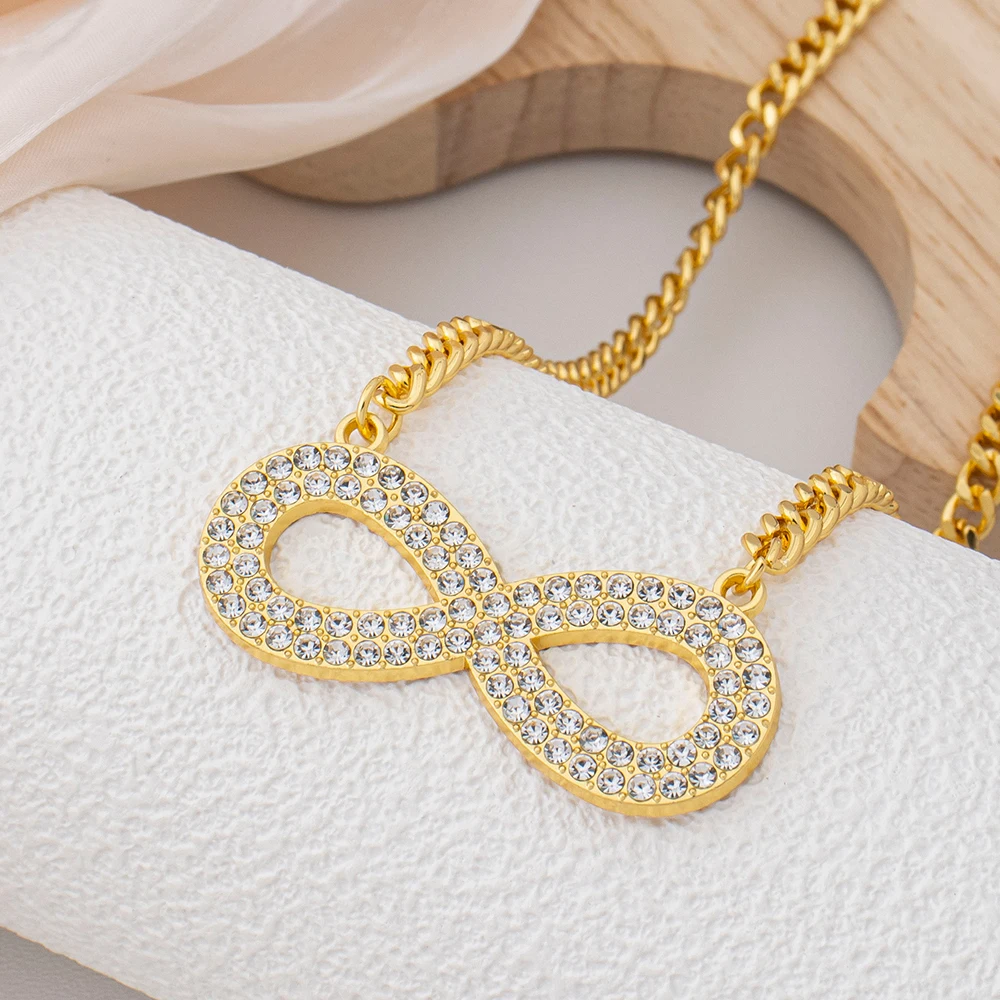 Infinite 8 Geometrisches Einfaches 2-teiliges Schmuckset Halskette & Ohrstecker Zirkonium Eleganter Damenschmuck Accessoires Geschenke – Detail 5