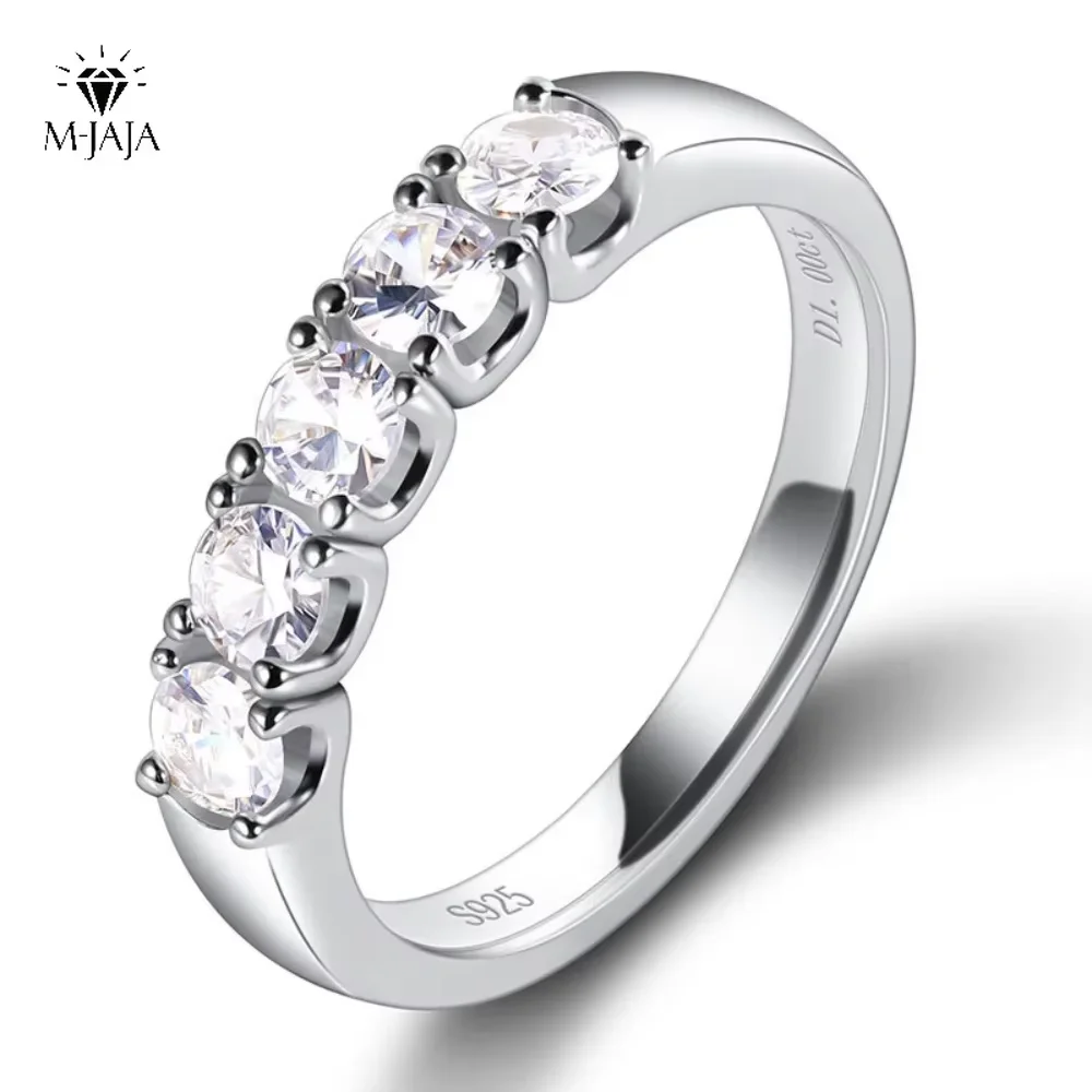 M-JAJA 3.5mm Moissanite Ring for Women S925 Sterling Silve D Color VVS1 Diamond Couple Promise Rings Wedding Band Fine Jewelry