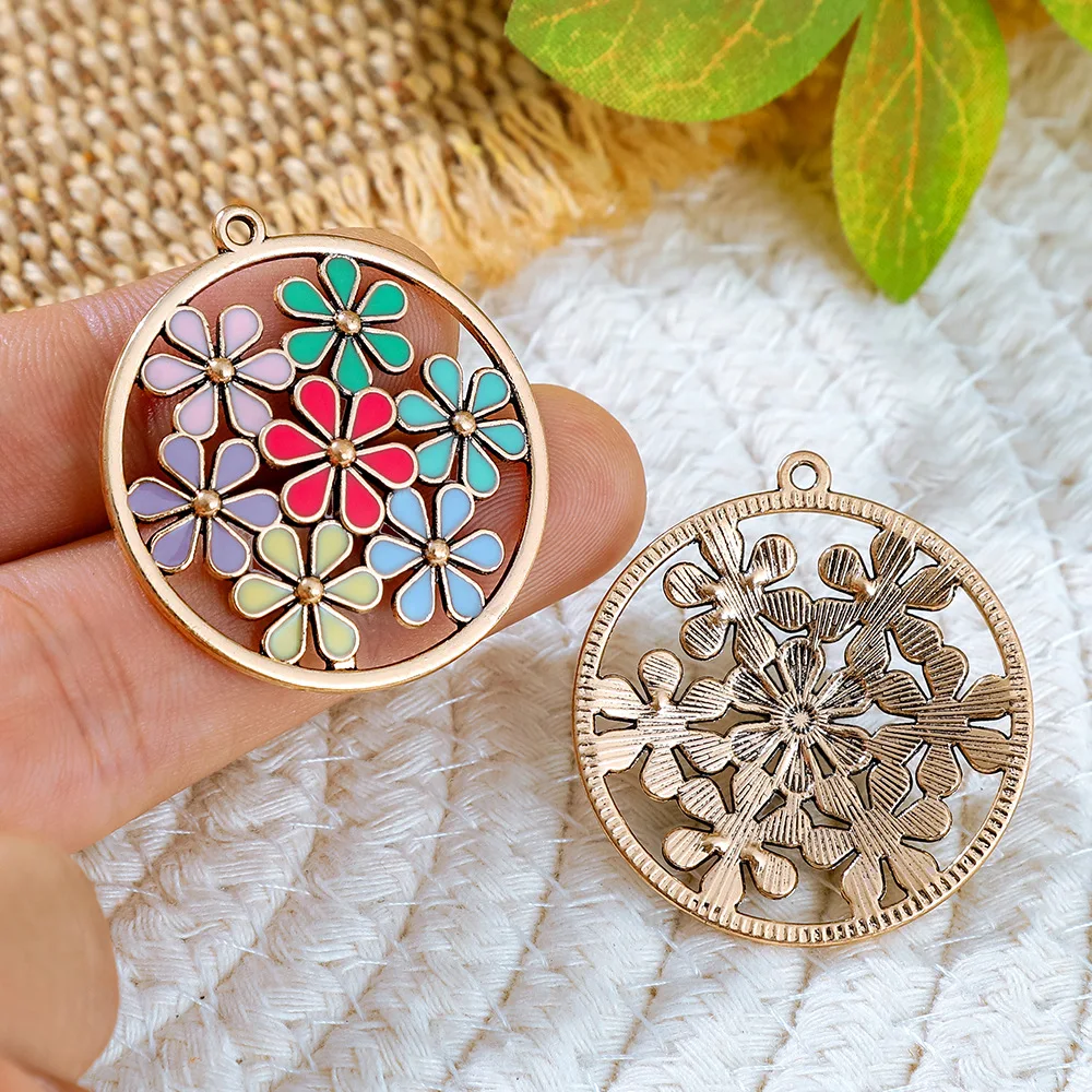 Vintage Bohemia Colorful Enamel Round Pendants Charms for DIY Jewelry Making Women Earrings Necklace  Accessories Parts image 4