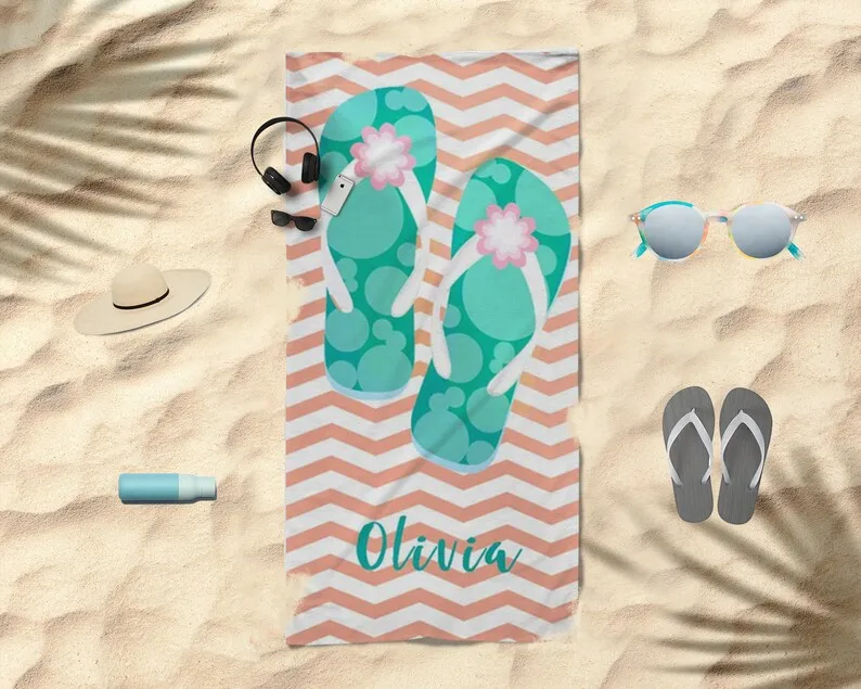 Striped Personalized Shoes Monogrammed Summer Beach Sand Themed Quick Drying Towel