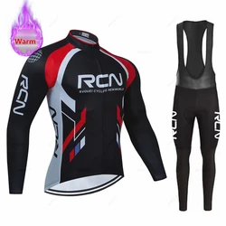 2023 Rcn Team Winter Cycling Jerseys Set Men Thermal Fleece MTB Bike Clothes Maillot Ropa Ciclismo Warm Bicycle Clothing Hombre