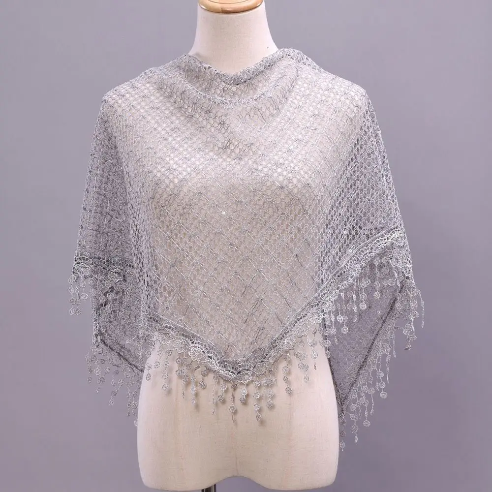 Breathable Tassels Lace Head Scarf Elegant Lace Flower Polyester Hollow Triangle Scarf Triangular Women's Scarf Shawl
