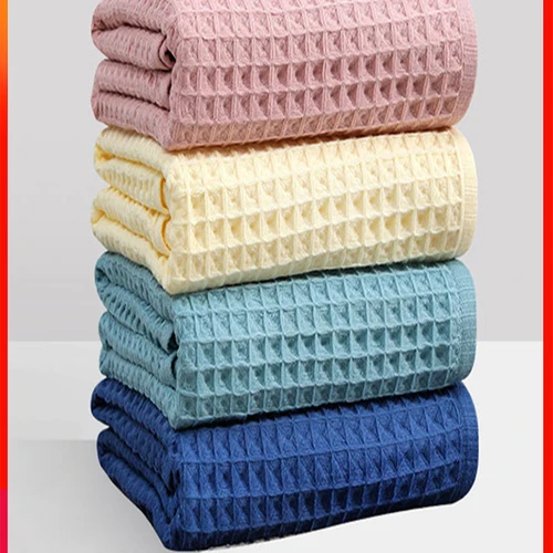 YIANSHU 와플 타월 세트 프리미엄 코튼 목욕 타월 및 핸드 타올, 초흡수성 소프트 린트 프리, 빠른 건조 경량 목욕 시트 