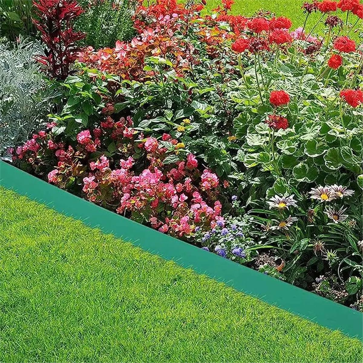 5x5cm 10m Landscape Edging Length No Digging Garden Edging Kit Include 30 Spikes Yard Edging Fence Green