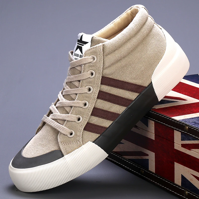 

Autumn high-top sneakers 2023 soft-soled breathable canvas shoes new flat-soled vulcanized shoes men's youth casual shoes