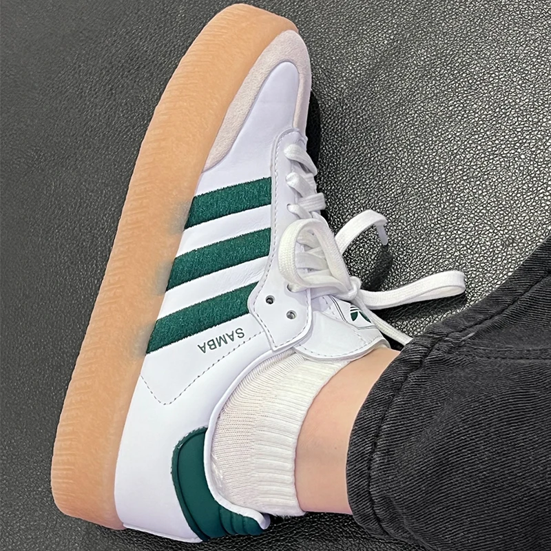 Оригинальные кроссовки adidas SAMBA Classic, повседневные модные низкие мужские и женские стили белого, зеленого цвета