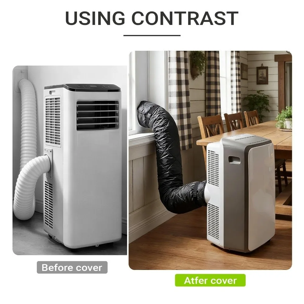 Adjustable Straps Air Conditioner Hose Cover Waterproof Heat Insulation Portable AC Hose Sleeve with 2 Buckle Straps Protective