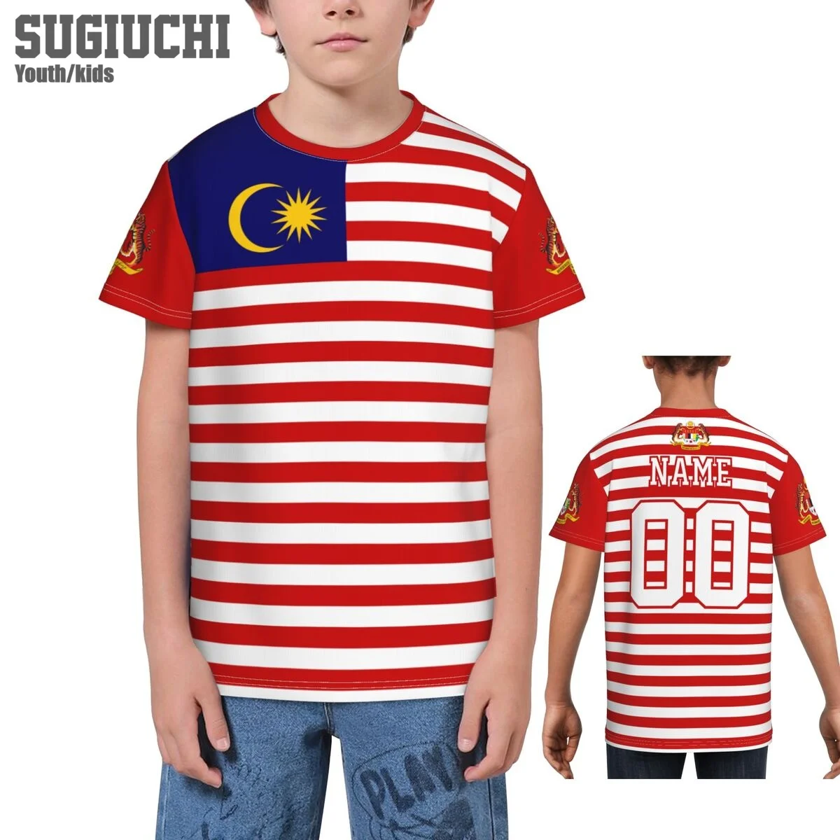 Custom Name Number Malaysia Flag Emblem 3D T-shirts For Kids Youth Boy/Girl Tees Soccer Football Fans Gift T shirt