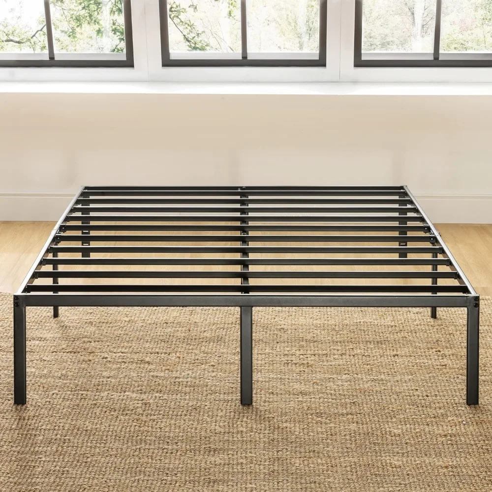 Camas da plataforma do metal com a fundação do colchão do slat do aço, cama resistente, 14 ", nenhuma mola da caixa necessária, rainha