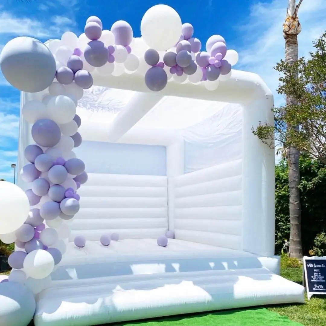 White Popular Inflatable Castle Suitable For Birthday Party Wedding With Slide Inflatable Bounce House