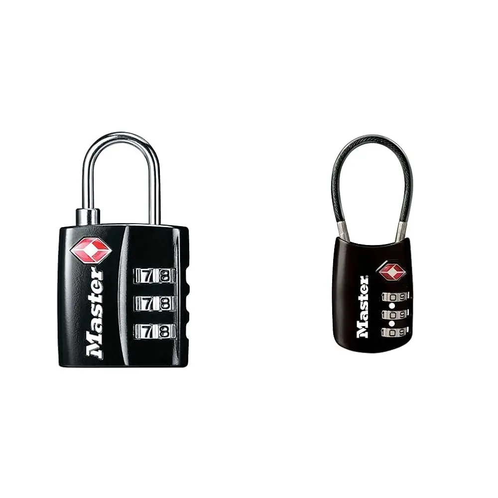 

Замок для багажа 4680DBLK, одобренный TSA, 1-3/16 дюйма. Широкий черный кодовый замок TSA для багажа, одобренный для рюкзаков