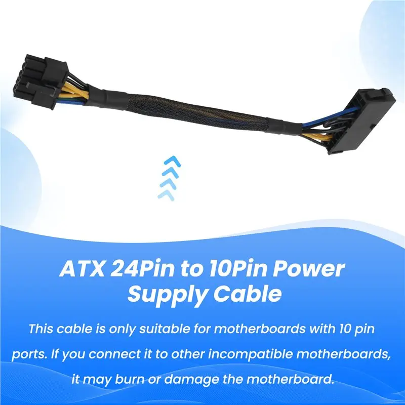 A01K-24 Pin To 10 Pin Adapter Cable ATX PSU Main Power Supply Cable Braided Sleeved Cable For Lenovo Motherboard