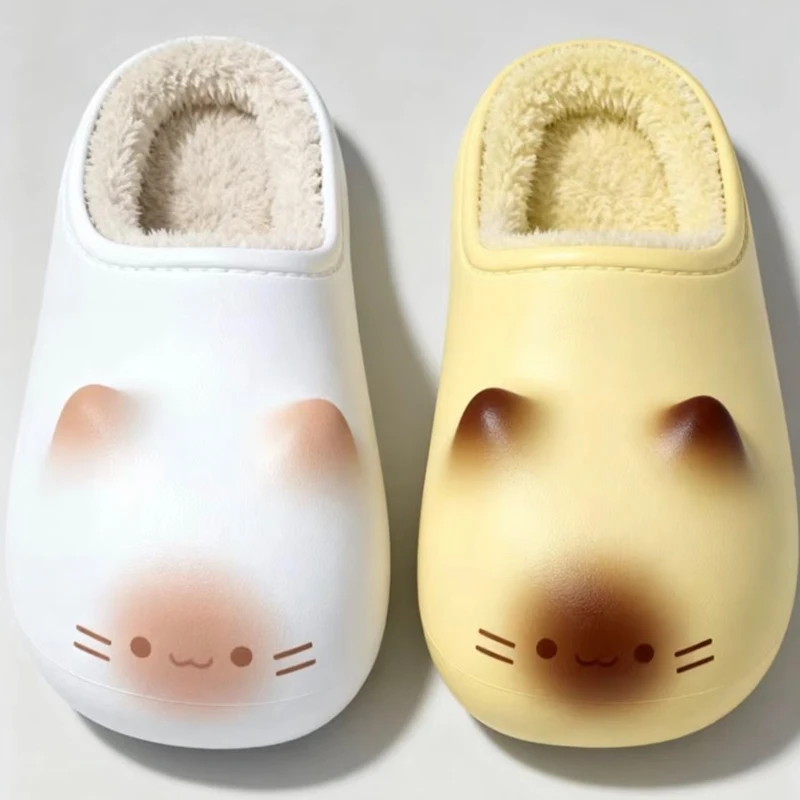 

Ultra Light Plush Cotton Slippers Outdoor Home Waterproof Warm Couple Shoes Autumn and Winter Non-slip Bottom Cats Paws Slipper