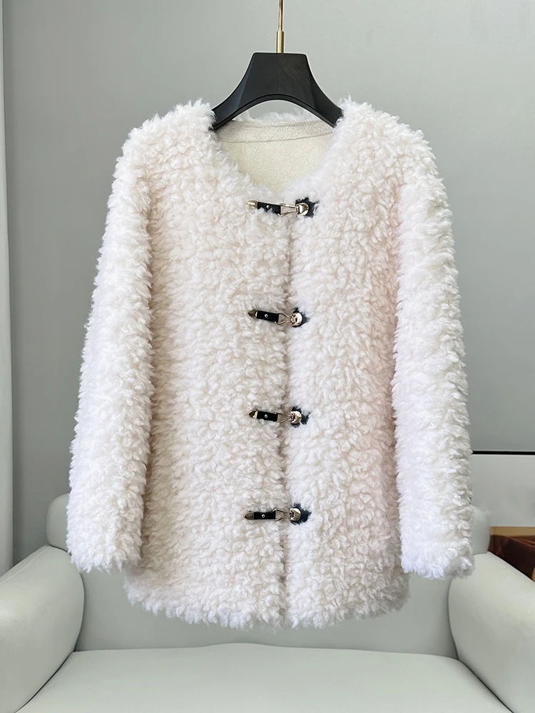 PUDI Winter Warm Genuine Sheep Shearing New Design Coat Fashion Elegant Soft Jacket CT338