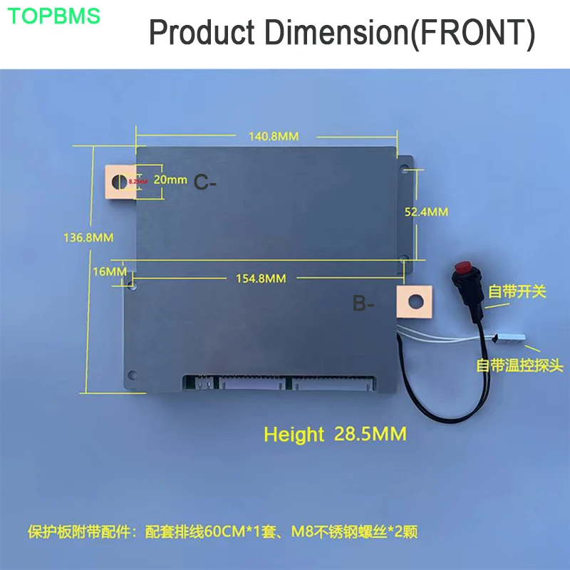 BMS 26S 96V 28S 100V 30S 108V 32S 118V Discharging Charging 160A  200A 250A 300A 400A Peak Current 800A 1000A 1200A 2000A