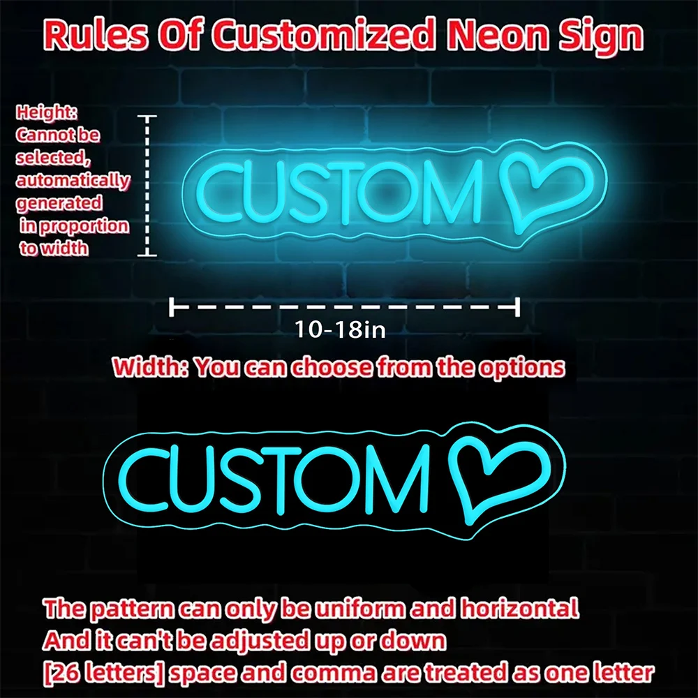 Custom Neon Sign Personalized Text With Heart Logo Names Customized LED Neon Signs Birthday Wedding Party Bar Coffee Wall Decor