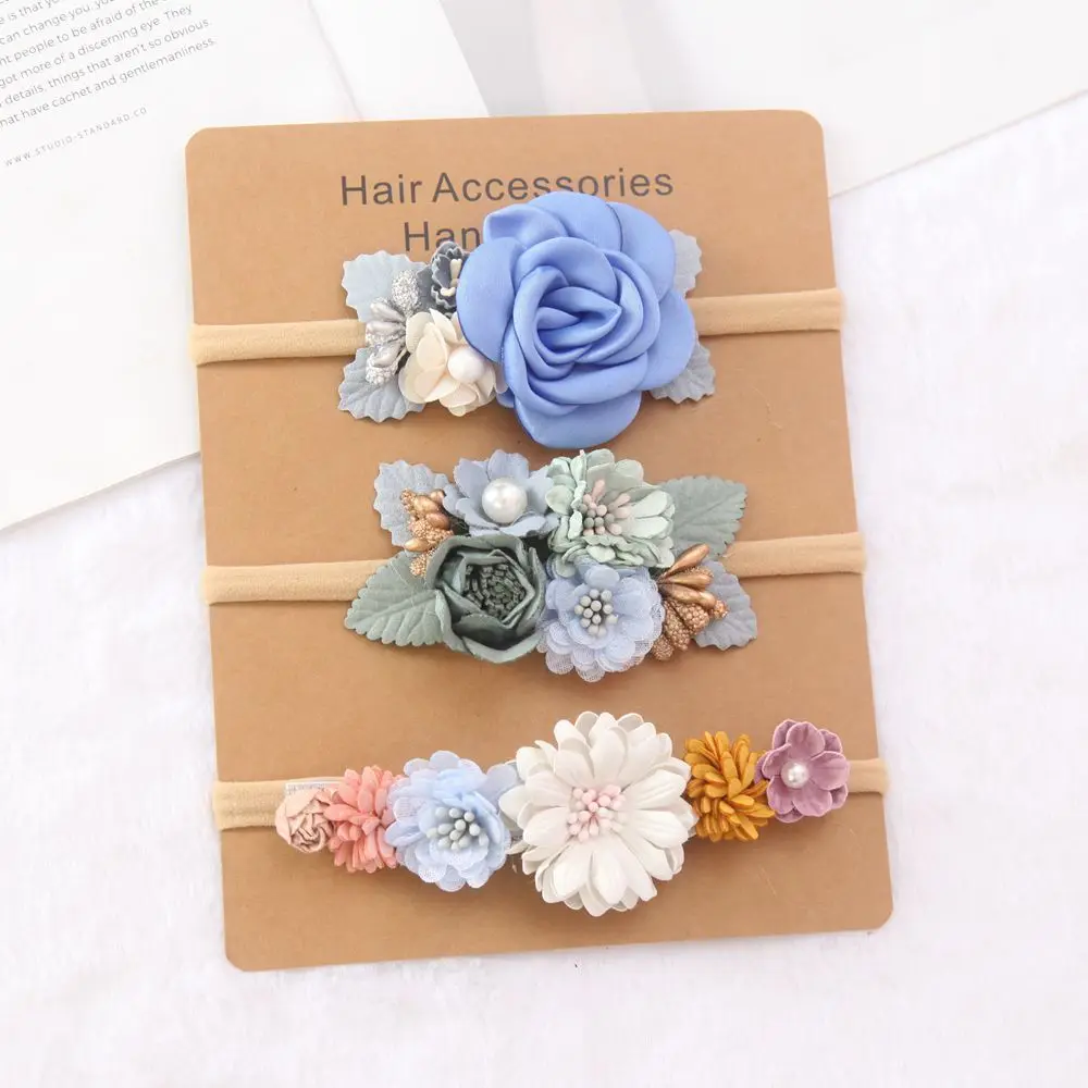 Baby Girl Headband Cute Baby Elastic Hair Band Newborn Head Flower Toddler Headband Headwear Kids Accessories 3pcs/set