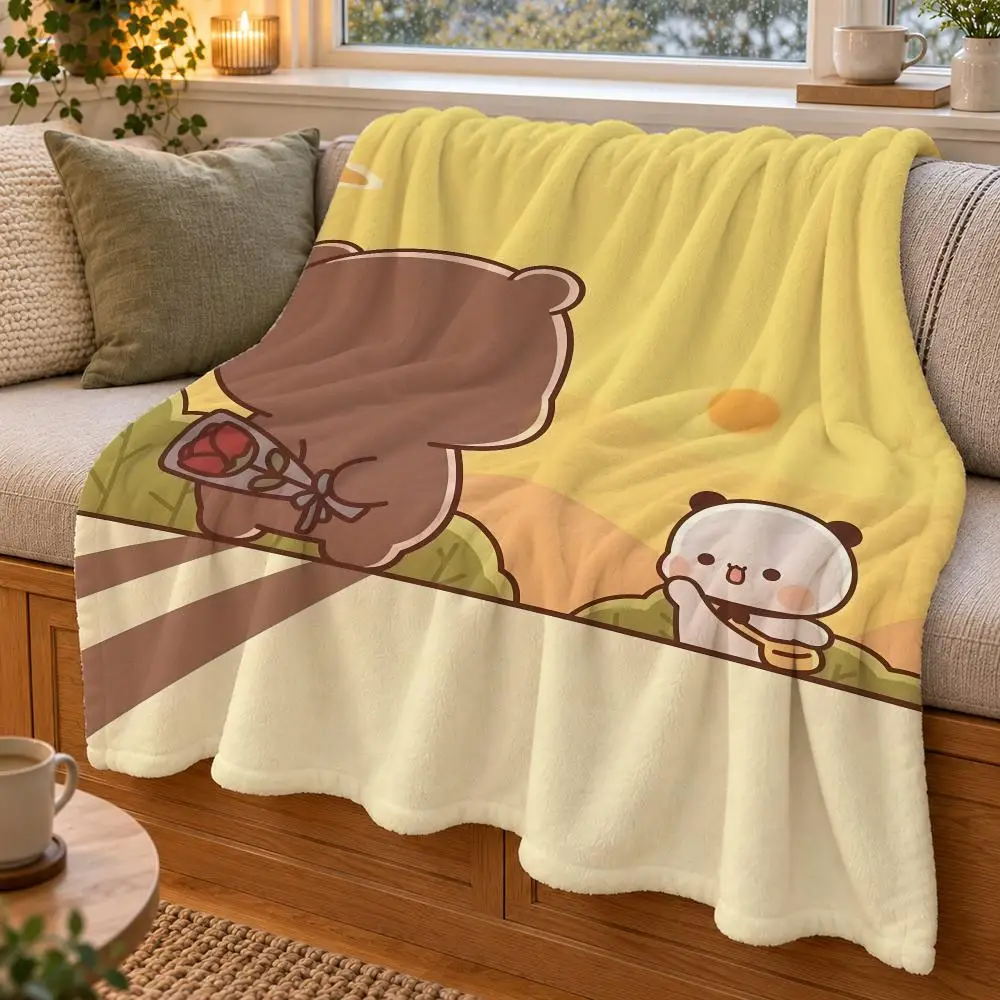 Bubu And Dudu Cute Cartoon Welcome Throw Double Sided Flannel Throw Blanket Soft Warm Washable Home Decor