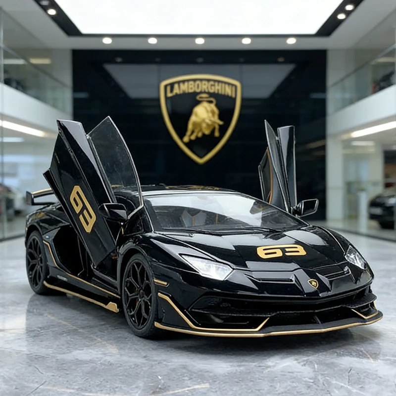 

1:24 Lamborghini Aventador SVJ63 модель автомобиля из сплава, игрушечный автомобиль, литье под давлением металла, звуковой и световой автомобиль, игрушки для детей, автомобиль