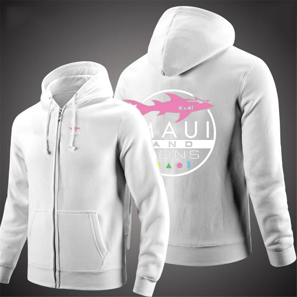 Maui And Sons Shark Hoodies Autumn Men Sweatshirts Long Sleeve Jacket Hoodies Zipper Closure Leisure Slim Fit Coat view 6