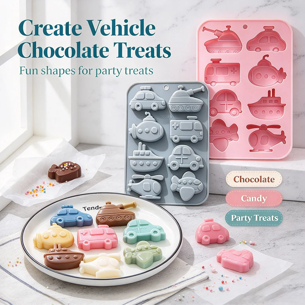 Easy Release Silicone Vehicle Mold Plane Shapes Chocolate,Gummy Mousse Non-stick Flexible Baking Tray Dishwasher & Oven Safe