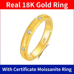 Wholesale 100% Pure 18k Gold Ring With Moissanite For Women Certificated Trendy Luxury Designer Jewelry Wedding Engagment Gift