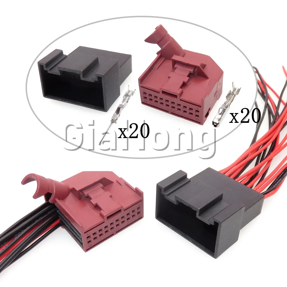 1 Set 20 Ways 1534095-1 1534102-1 1534110-2 AC Assembly Car Computer Gateway Controller Electric Wire Socket For VW 8E0972420