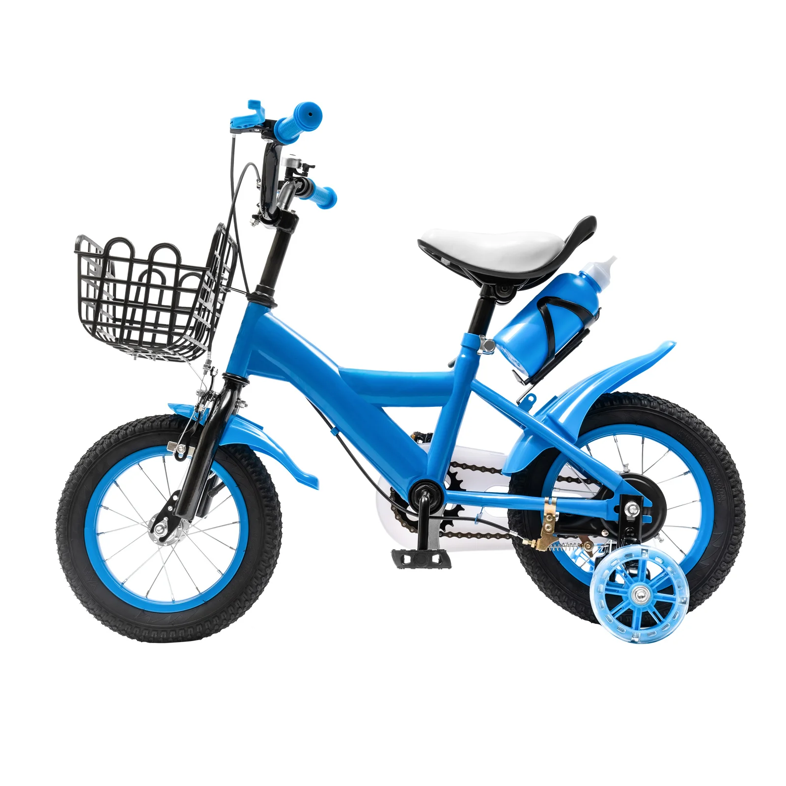 Vélo bleu pour enfants de 12 pouces, Stable, système de freinage fiable, coussin doux pour nourrissons de 2 à 4 ans