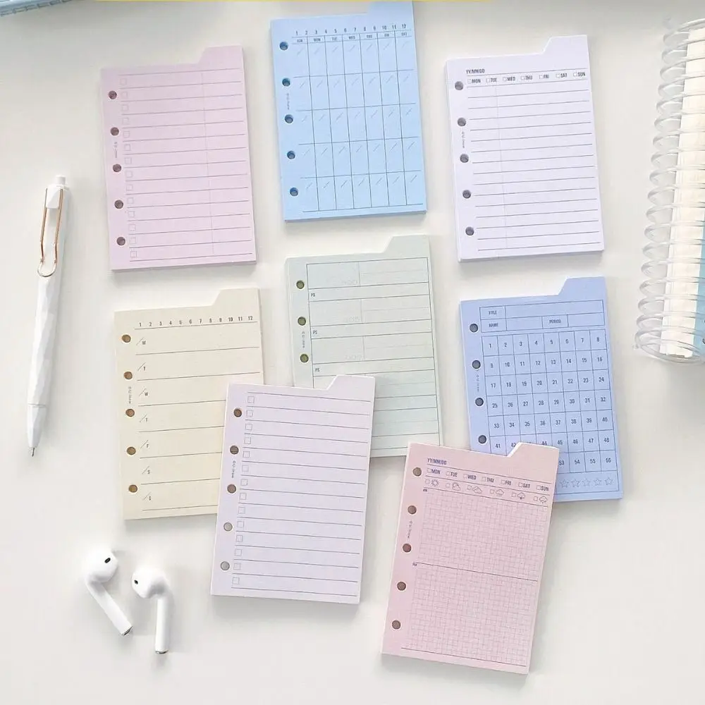 30Sheet Loose-Leaf Notebook Refill Paper Line Grid Index Inside Page Cards M5 Inner Refill Binder Paper Pages Paper Stationery