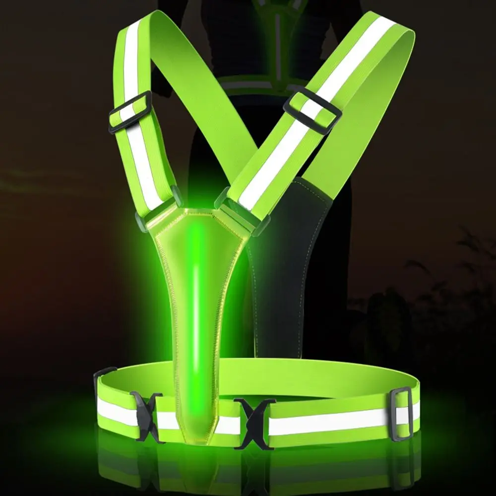 

Перезаряжаемый через USB светодиодный светоотражающий жилет Светоотражающий ремень высокой видимости Беговое снаряжение Предупреждение 3 режима освещения