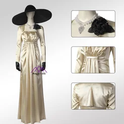 Movie RE8 Village Alcina Long Dress Dimitrescu Carnival Cosplay Costume Halloween Party Outfit Vampire Suit Hat Anime Clothes