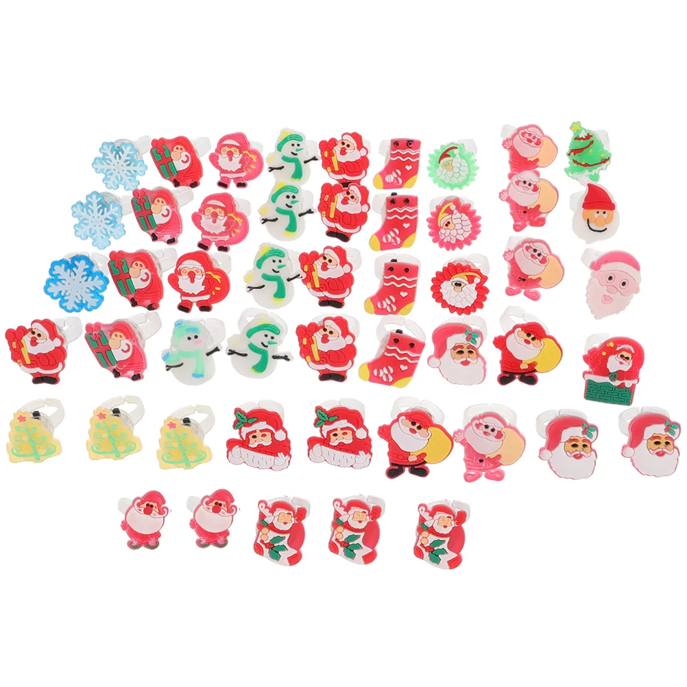 50 Pcs Cartoon Halloween Christmas Glow Ring Toy Child Electronic Component Light Up Rings