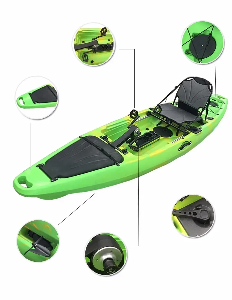 

Hot Sale New Design 11.5ft Sit In Professional Fishing Foot Pedal Kayak With Propeller Pedal Drive