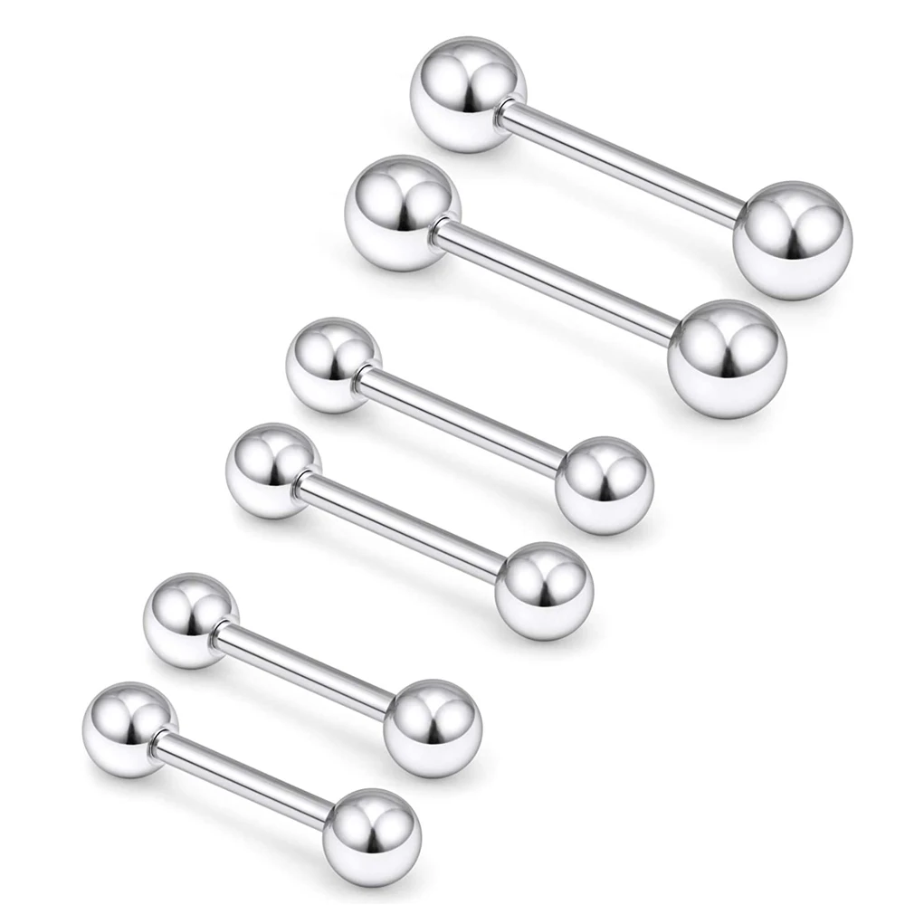 6PCS Stainless Steel Straight Barbell 14g 16g 6mm 8mm 10mm 3mm Ball Cone Lobe Tragus Earrings Rook Piercing Jewelry Choose Color