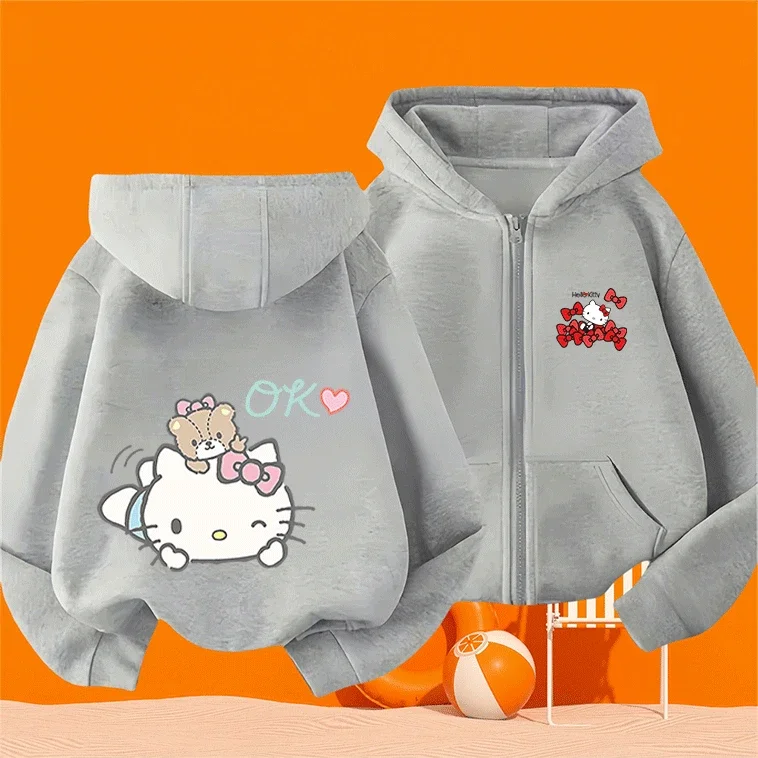 

Горячая распродажа: Детская толстовка на молнии с принтом Hello Kitty от Sanrio Company Ltd, для мальчиков и девочек 2-14 лет, осенне-зимняя, модная, из хлопка