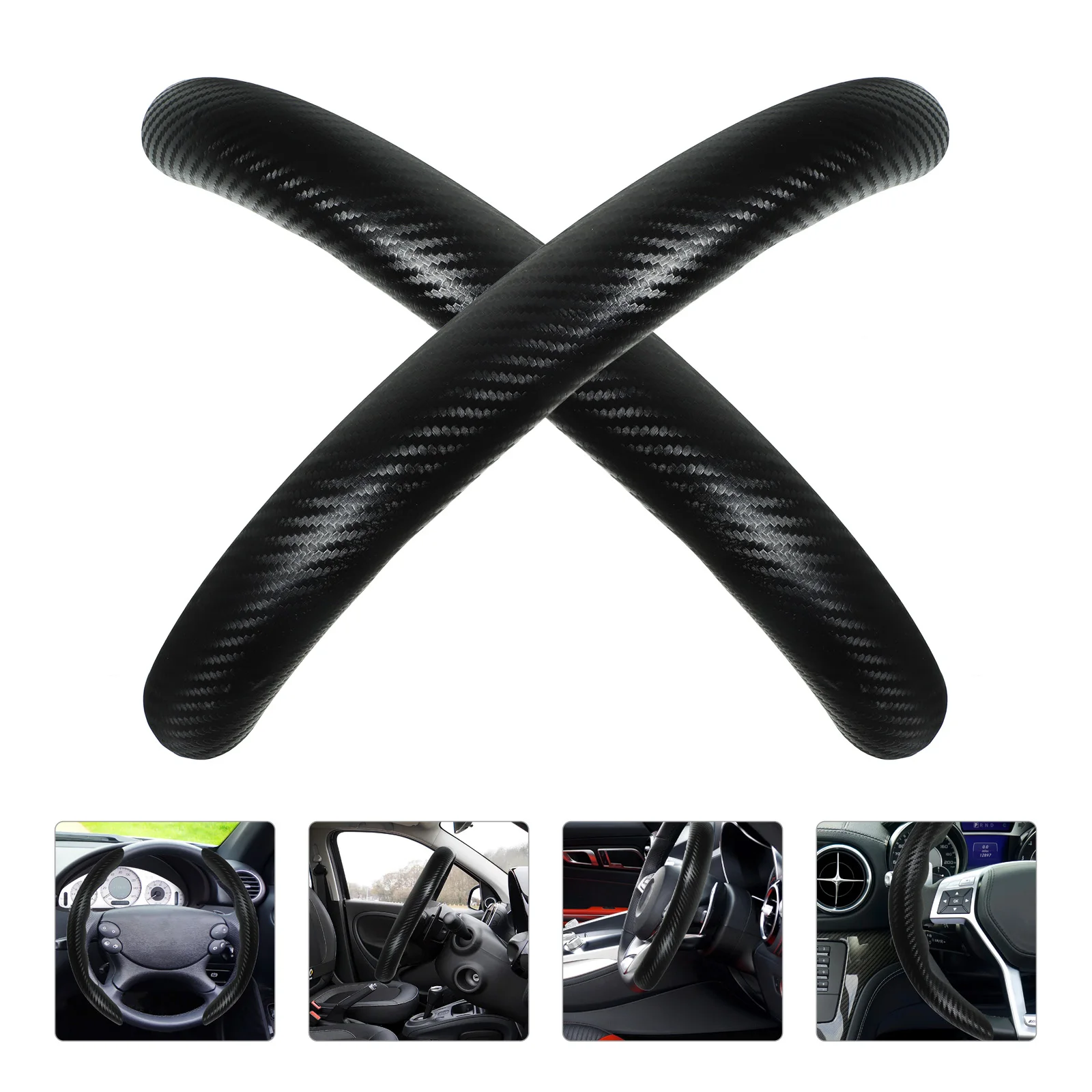 

1 Pair Cover Protector Durable Anti-Slip Car Interior Decoration Sweat Absorbing Sleeve Comfort Grip Auto Steering Wheel