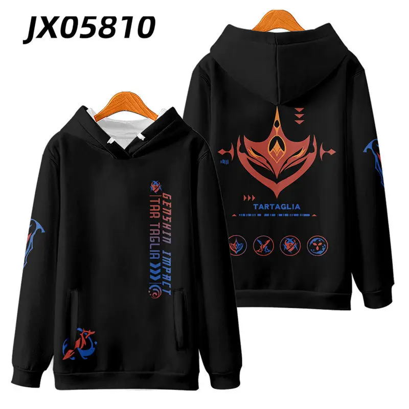 Anime Genshin Impact 3D Print kobiety/mężczyźni bluza z kapturem Streetwear hip-hopowy sweter z kapturem kurtka Tartaglia przebranie na karnawał