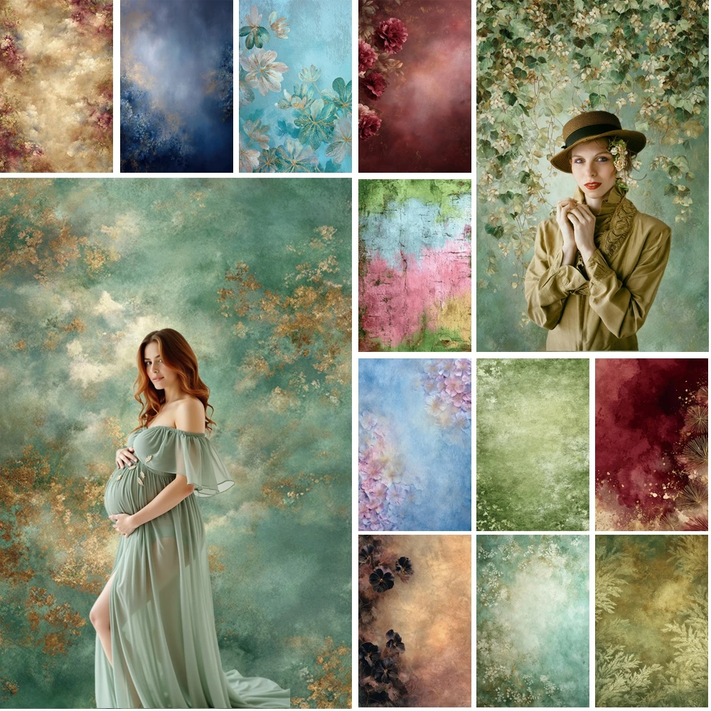 

MOON.QG Classic Floral Backdrop Photography Accessories Textured Vintage Gradient Backgrounds For Photographs Portrait Wallpaper