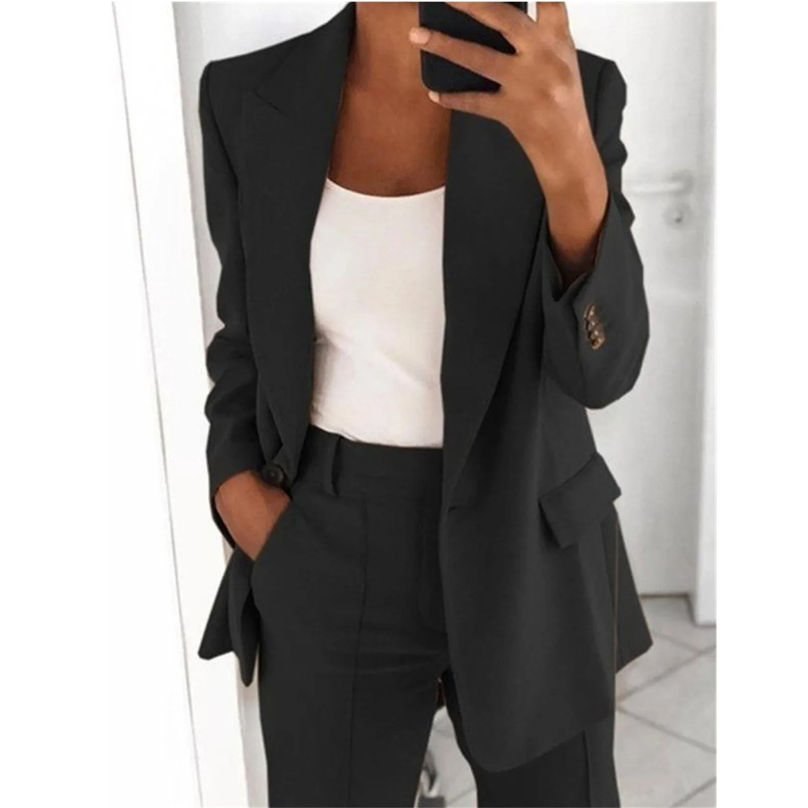 Coat For Women 2024 New Arival Women'S Black Jacket Korean Style Elegant Youth Fitted Blazer Simple Business Casual Outerwears