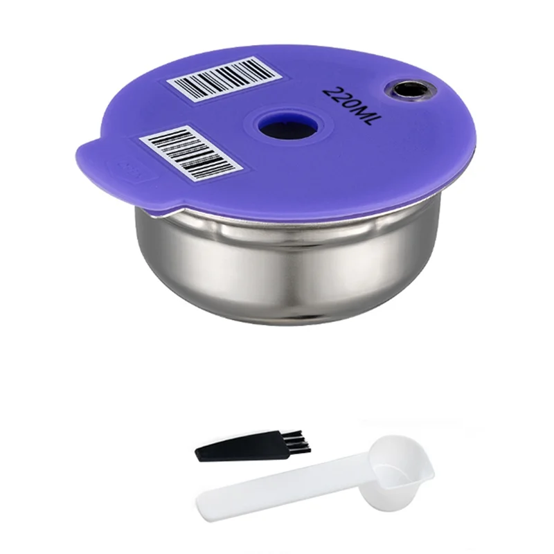A58E-Coffee Capsule Pod for Bosch Tassimo Machine Refillable Filter Pod Silicone Lid Replacement 220Ml Espresso Coffee