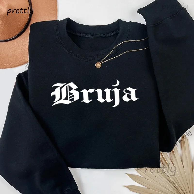 

Толстовка Bruja, забавная толстовка с круглым вырезом ведьмы на Хэллоуин, осенняя толстовка с капюшоном «Жуткий морской сезон», пуловер с длинными рукавами, одежда