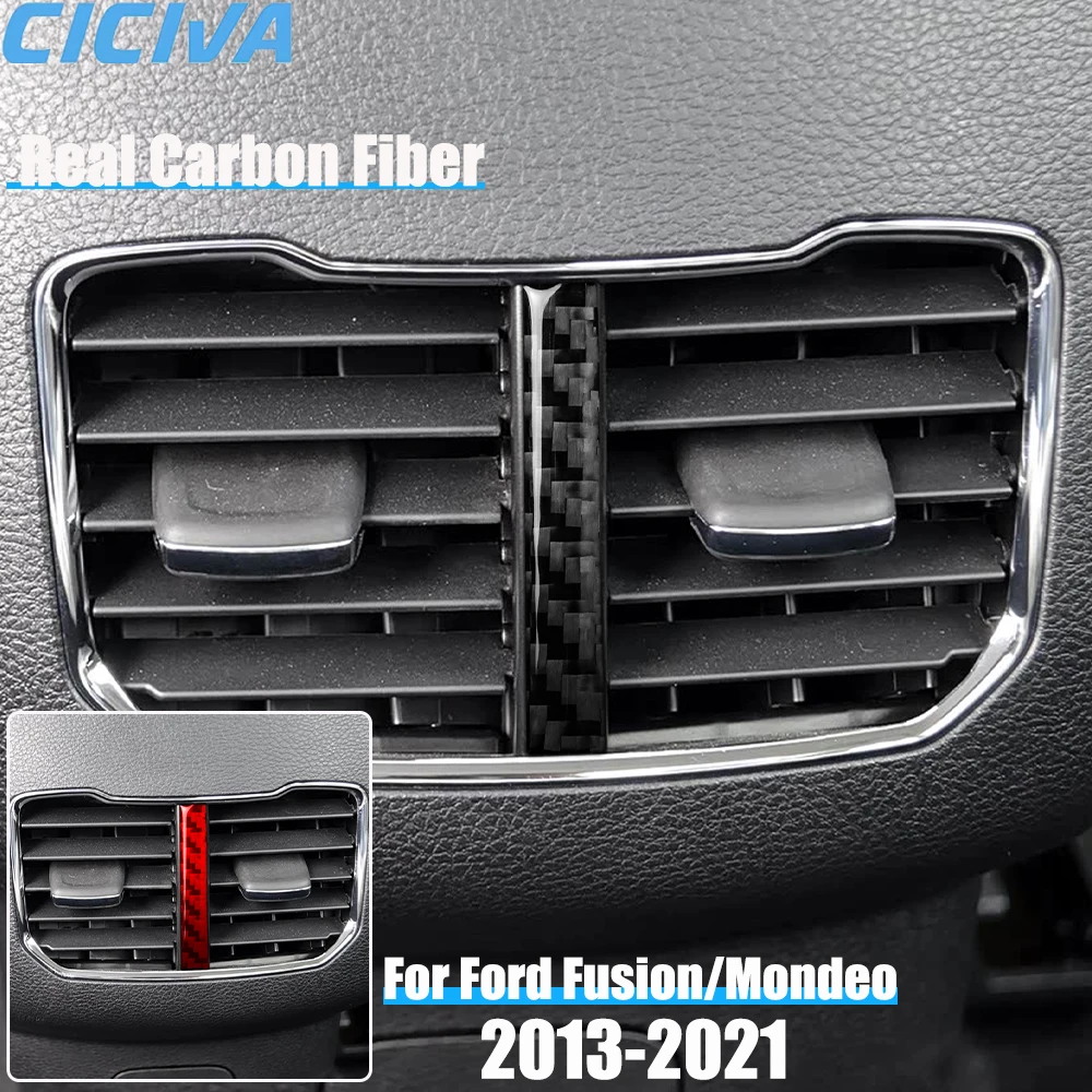

Real Carbon Fiber Car Accessories Rear Air Vent Decorative Trim Cover Soft Sticker For Ford Fusion/Mondeo 4th Gen 2013-2021