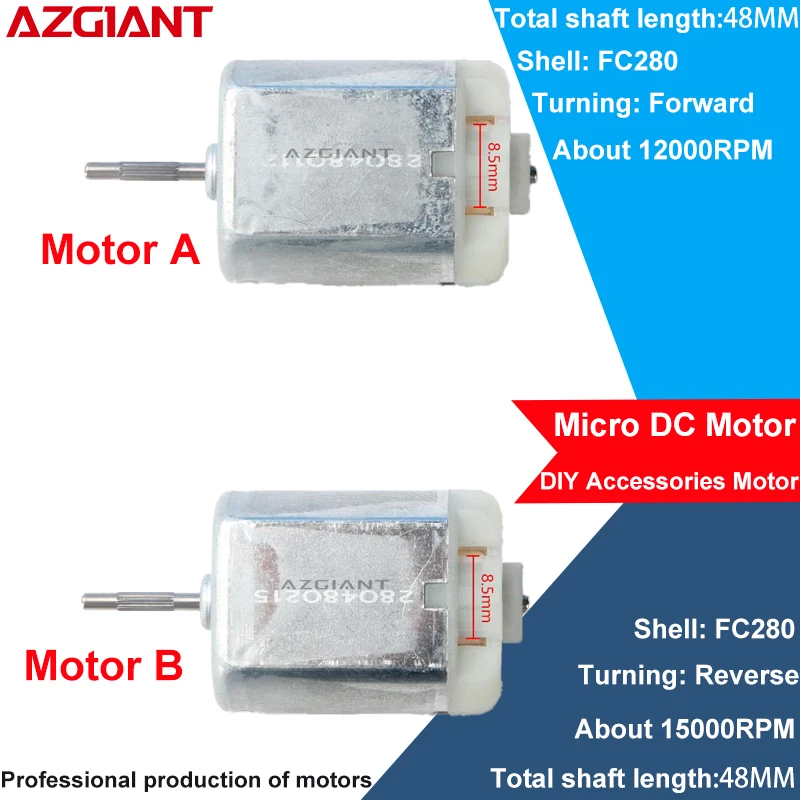 

Azgiant Micro DC Motor FC280 48MM DIY toy mini fan juicer water pump household vacuum cleaner Car Electronic Accessories
