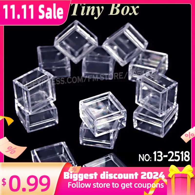 25x18mm Tiny Square Box Clear Plastic Storage for DIY Tool Nail Art Jewelry Accessory beads stones Crafts case container