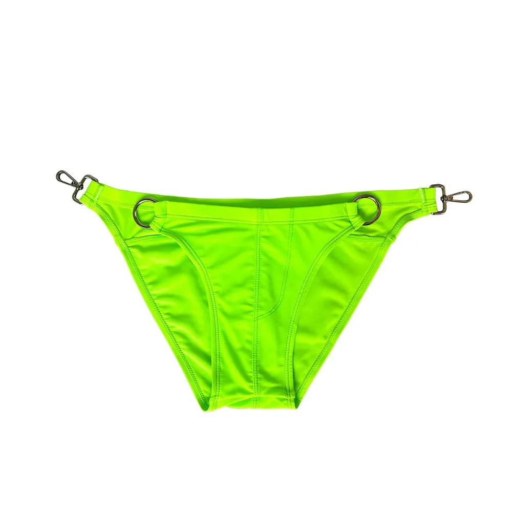 2026  men's bilateral metal buckle triangle trunks cup anti-embarrassment hot spring pool swimming trunks side split D10098zb