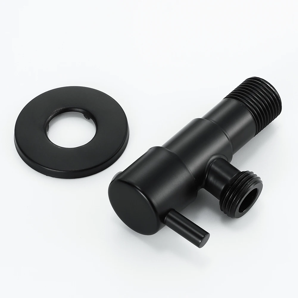 ABFKL Black Angle Valve 304 Stainless Steel Water Stop Valve Leak-Proof Water Cold and Hot General Bathroom Accessories