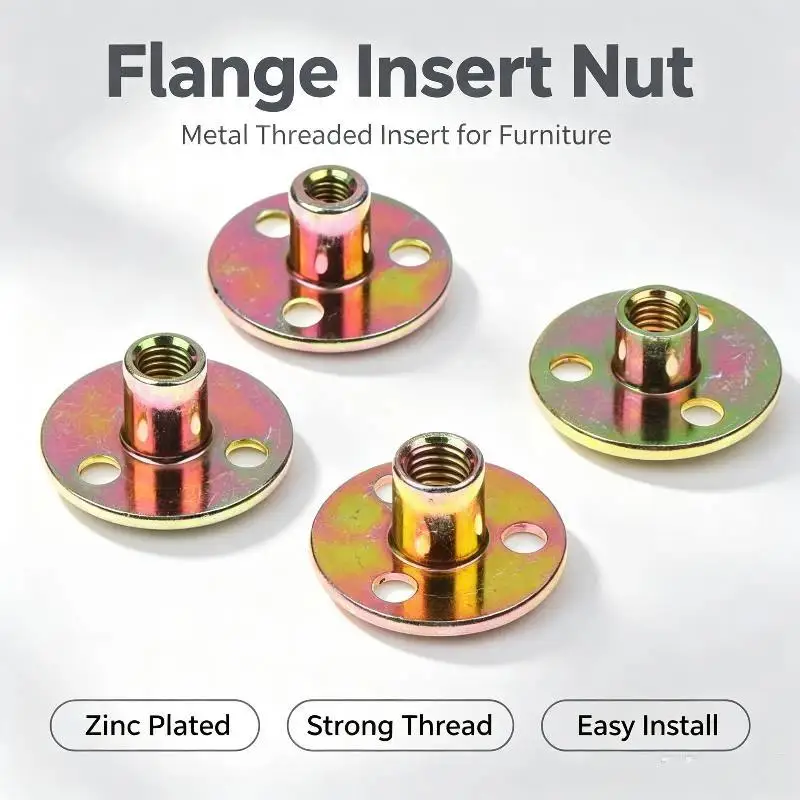8/16Pcs M6 M8 M10 Brad Hole Tee Nut Carbon Steel Round Base Screw-in T-Nuts