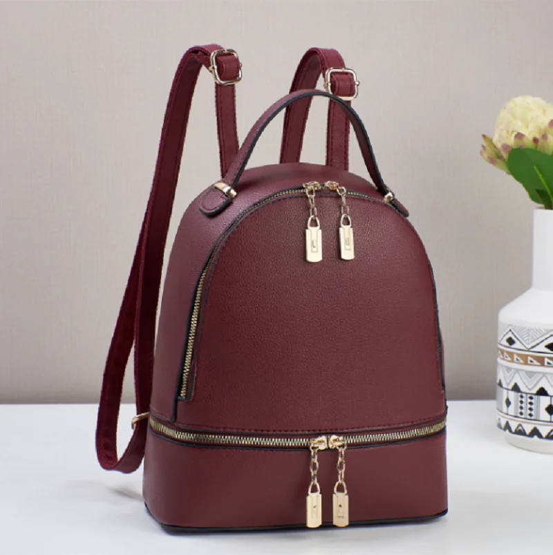New Korean Women\'s High Quality Leather Travel Backpacks Fashion Large Capacity Shoulder Bags Totes School Bag Small Backpack