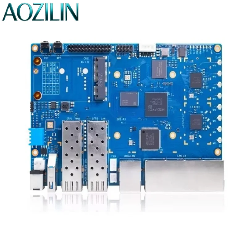 AOZILIN Open Source Router Development Board MT7986 Quad Core 2GB DDR4 8GB eMMC Embedded WiFi Gateway Mainboard