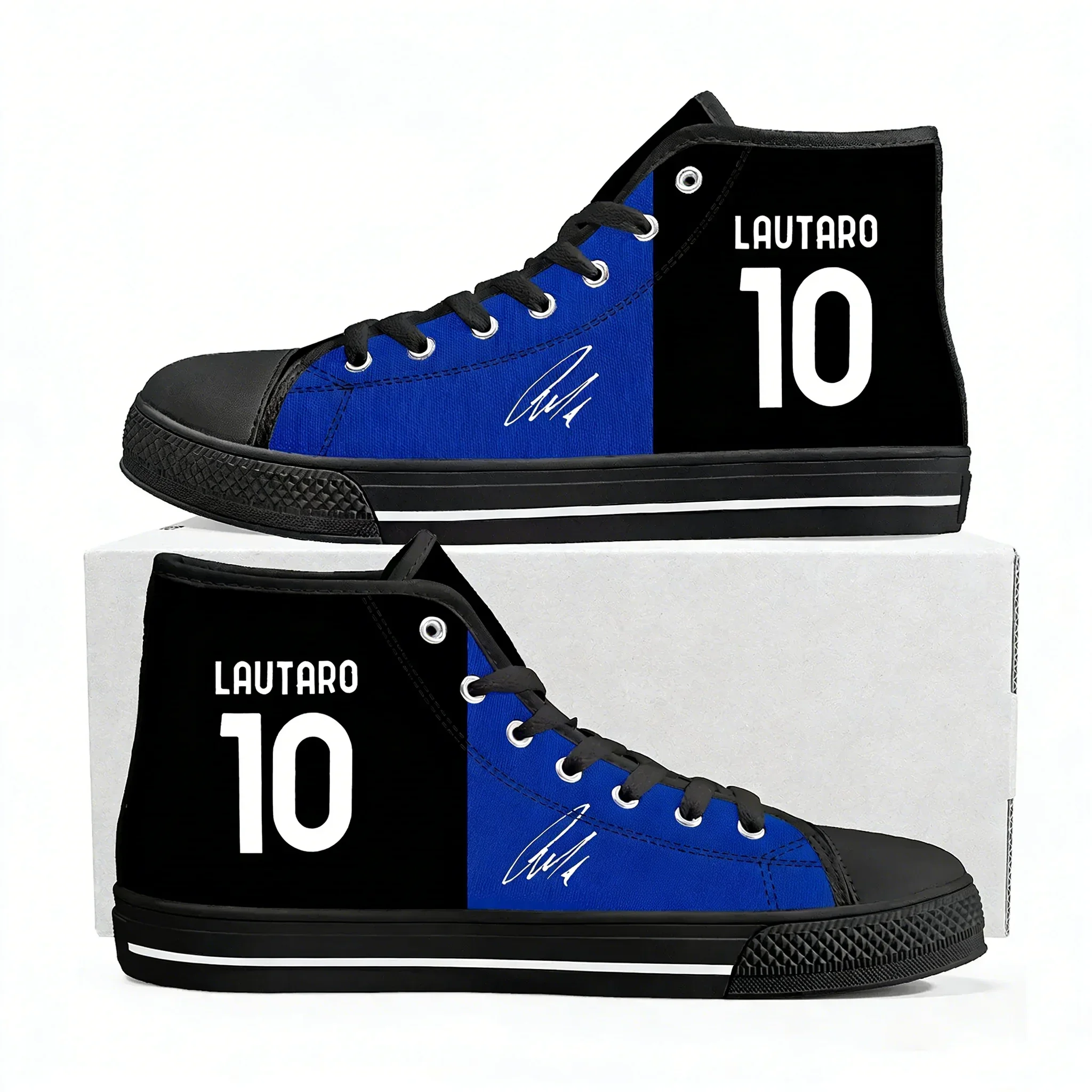 

Кроссовки Lautaro NO.10 High Top для мужчин и женщин, холщовые кеды, высококачественные кроссовки с изображением аргентинской футбольной звезды, черные, на заказ.